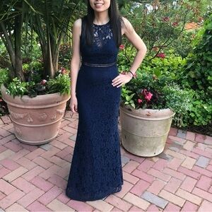 Lulu's Navy Lace Maxi Dress